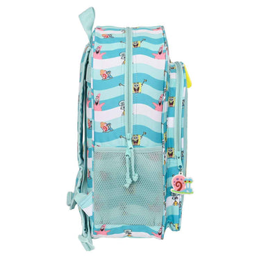 Mochila Escolar Spongebob Stay positive Azul Branco (33 x 42 x 14 cm)