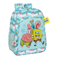Mochila Escolar Spongebob Stay positive Azul Branco (33 x 42 x 14 cm)
