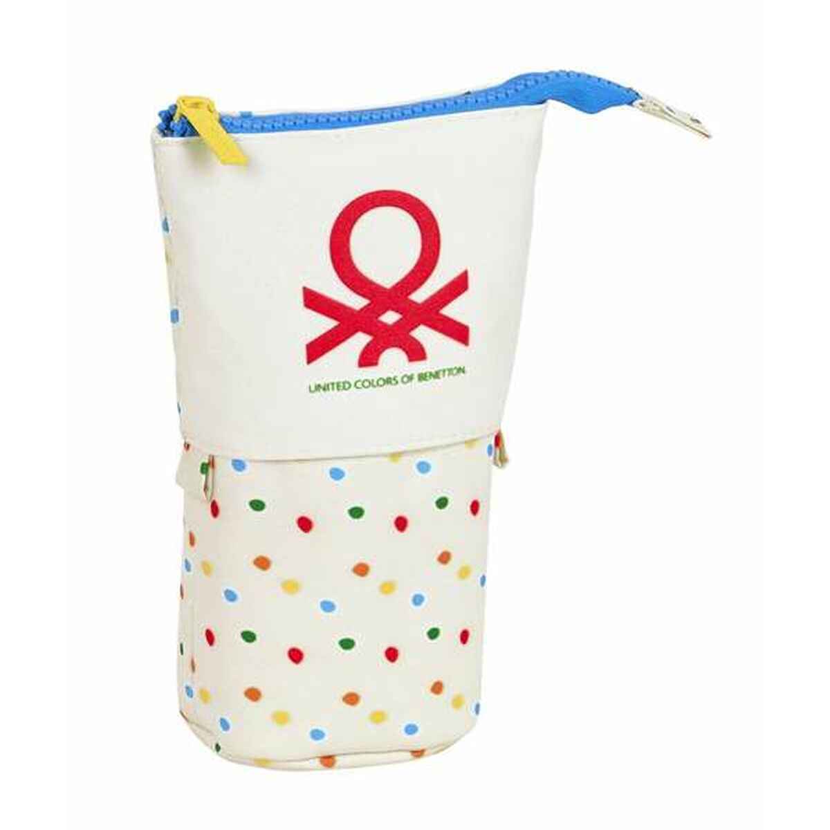 Estojo Benetton Topitos Branco Natural 19 x 6 cm