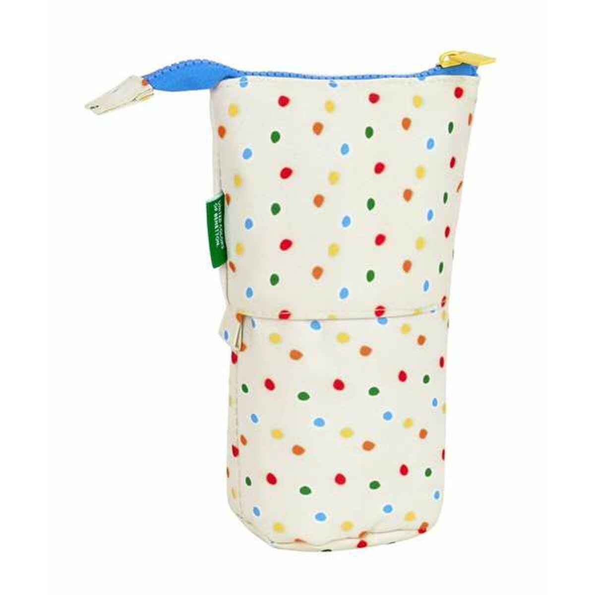 Estojo Benetton Topitos Branco Natural 19 x 6 cm
