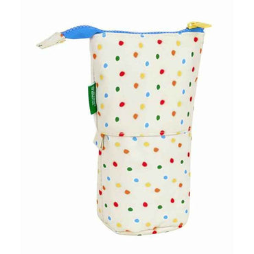 Estojo Benetton Topitos Branco Natural 19 x 6 cm