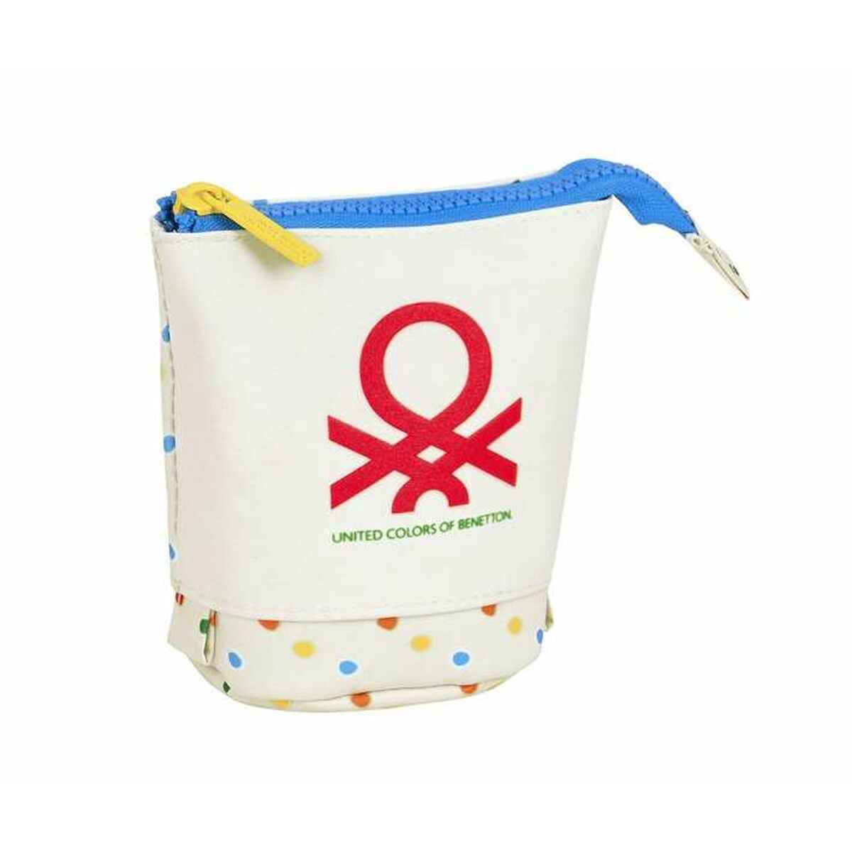 Estojo Benetton Topitos Branco Natural 19 x 6 cm