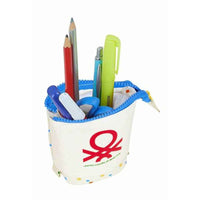 Estojo Benetton Topitos Branco Natural 19 x 6 cm