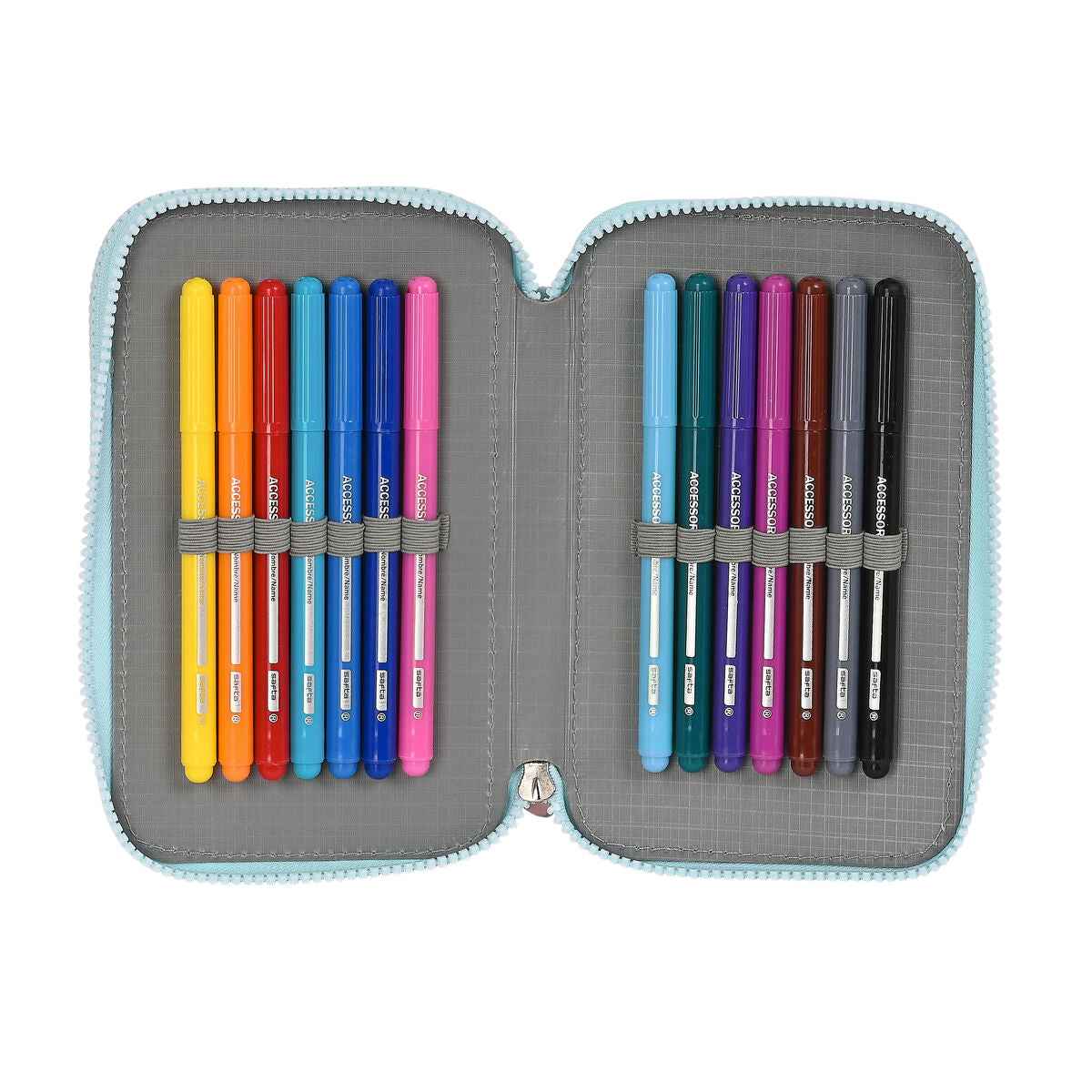 Estojo Duplo Moos Garden Turquesa 12.5 x 19.5 x 4 cm (28 Peças)