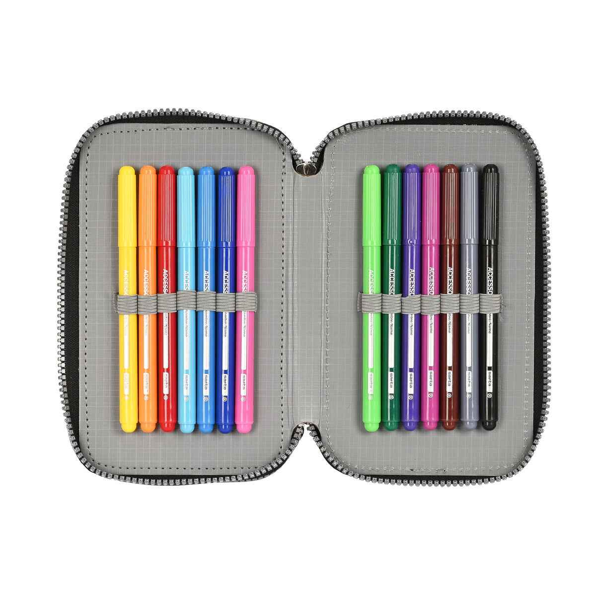 Estojo Escolar com Acessórios Safta Stone Preto 12.5 x 19.5 x 5.5 cm 36 Peças