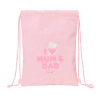 Saco Mochila com Cordas Safta Love Cor de Rosa (26 x 34 x 1 cm)