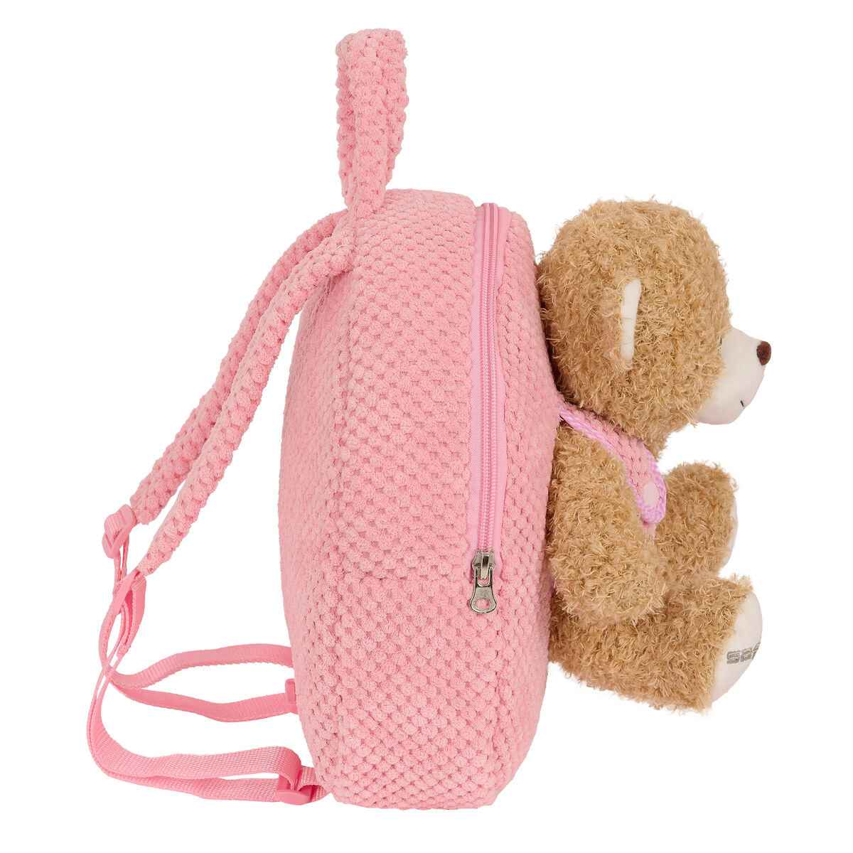 Mochila Infantil Safta Urso de Peluche Cor de Rosa 23 x 27 x 7,5 cm