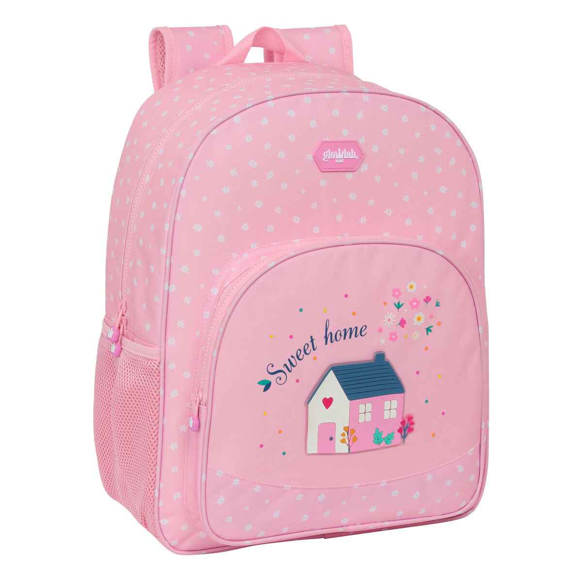 Mochila Escolar Glow Lab Sweet home Cor de Rosa 33 x 42 x 14 cm