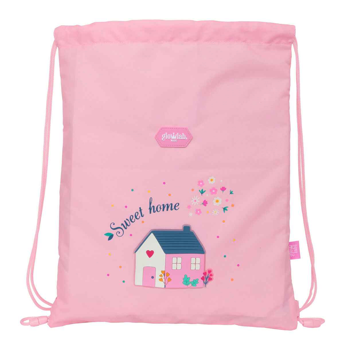 Saco Mochila com Cordas Glow Lab Sweet home Cor de Rosa 26 x 34 x 1 cm