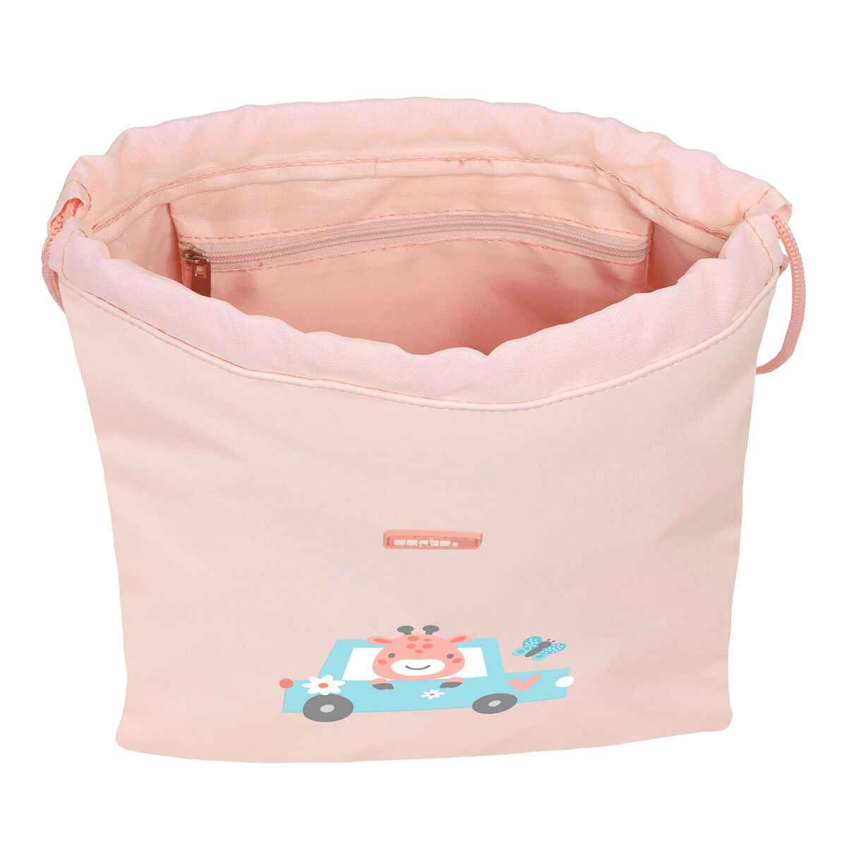 Saco Mochila com Cordas Safta Jirafa Coral 26 x 34 x 1 cm