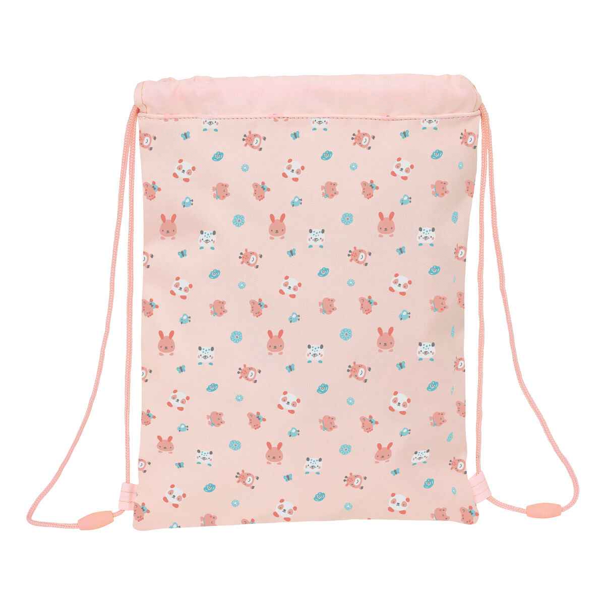 Saco Mochila com Cordas Safta Jirafa Coral 26 x 34 x 1 cm