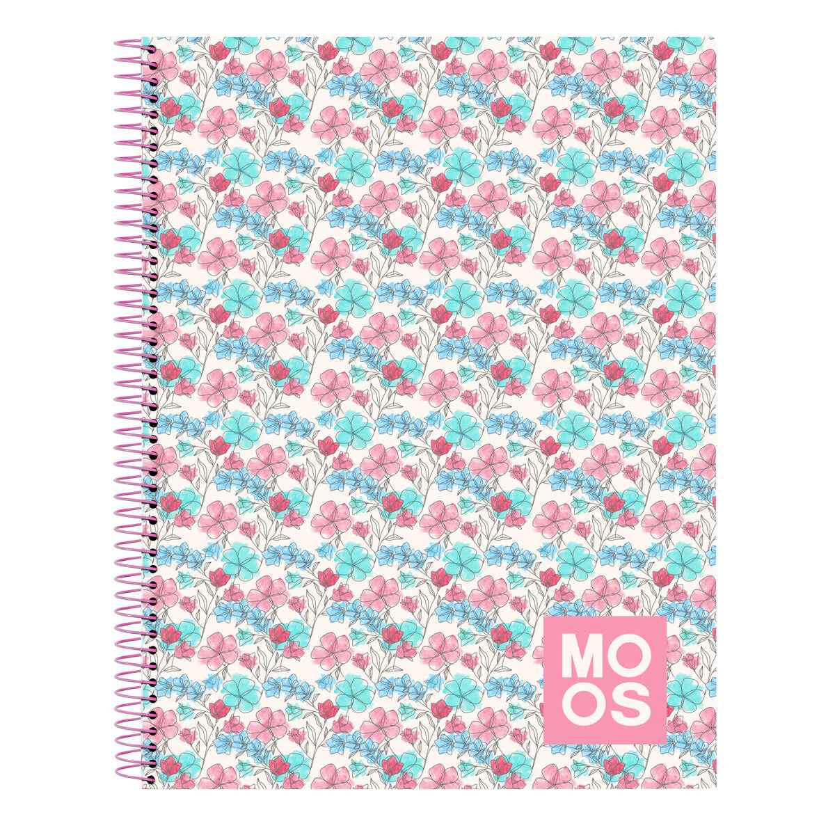 Caderno Moos Flores Multicolor A4 120 Folhas