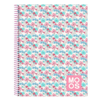 Caderno Moos Flores Multicolor A4 120 Folhas