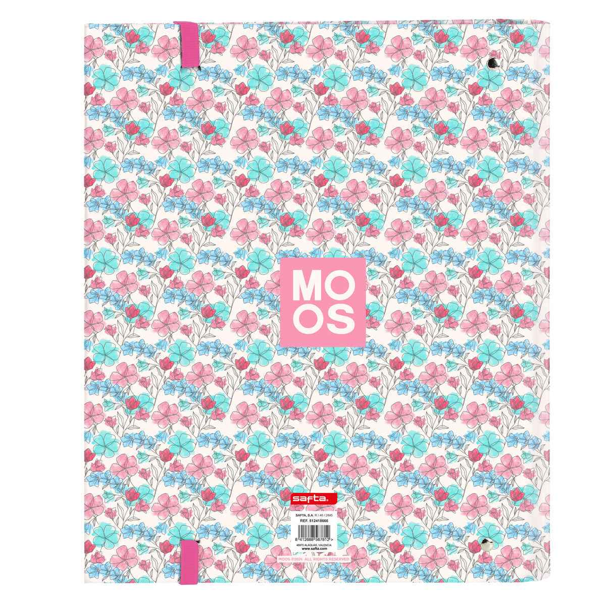 Pasta com argolas Moos Flores Multicolor 27 x 32 x 3.5 cm