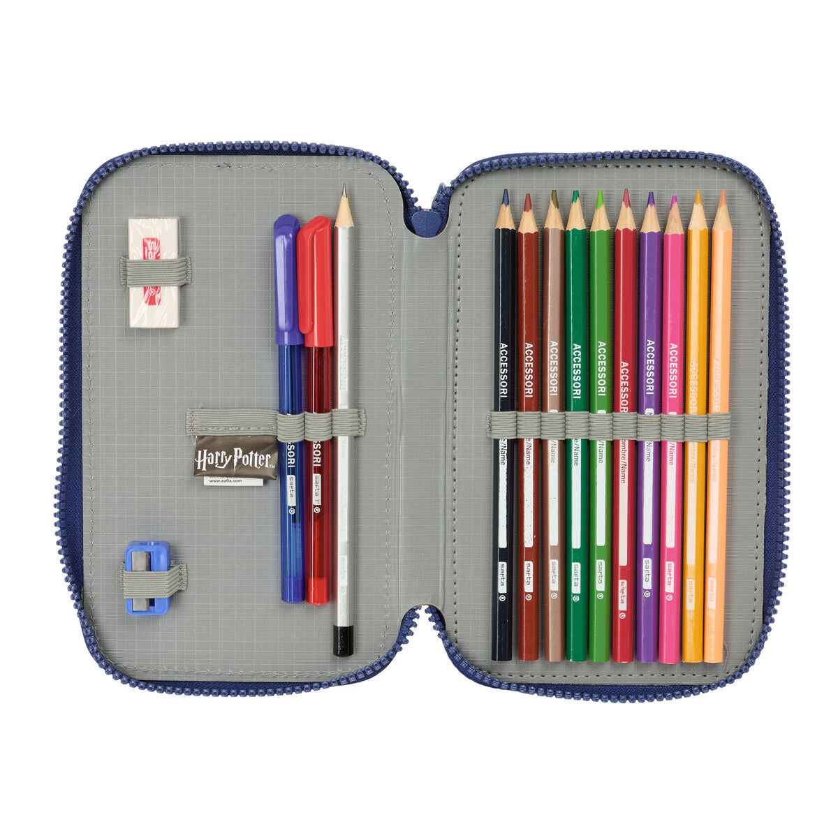 Estojo Duplo Harry Potter Captain Azul Marinho 12.5 x 19.5 x 4 cm Estojo Duplo 29 Peças