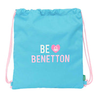 Saco Mochila com Cordas Benetton Unique Cor de Rosa Turquesa 35 x 40 x 1 cm