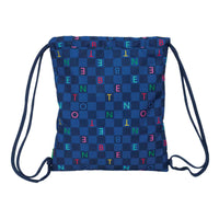 Saco Mochila com Cordas Benetton Damero Azul Marinho 35 x 40 x 1 cm