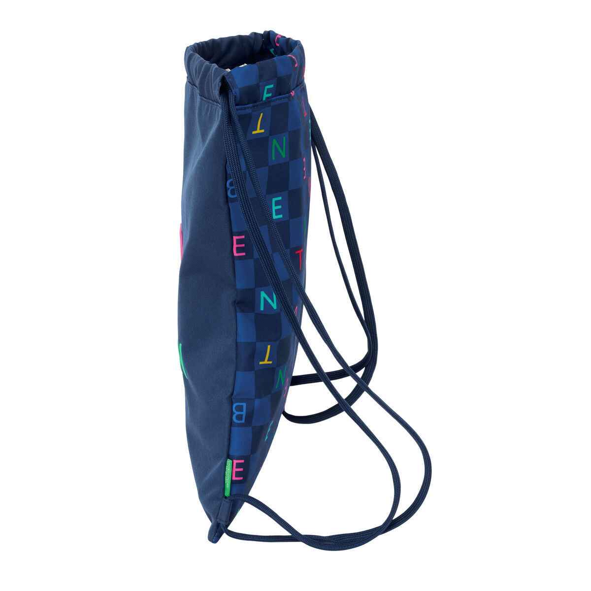 Saco Mochila com Cordas Benetton Damero Azul Marinho 35 x 40 x 1 cm