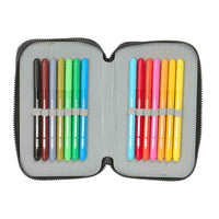 Estojo Escolar com Acessórios Munich Topo Preto 12.5 x 19.5 x 4 cm 29 Peças