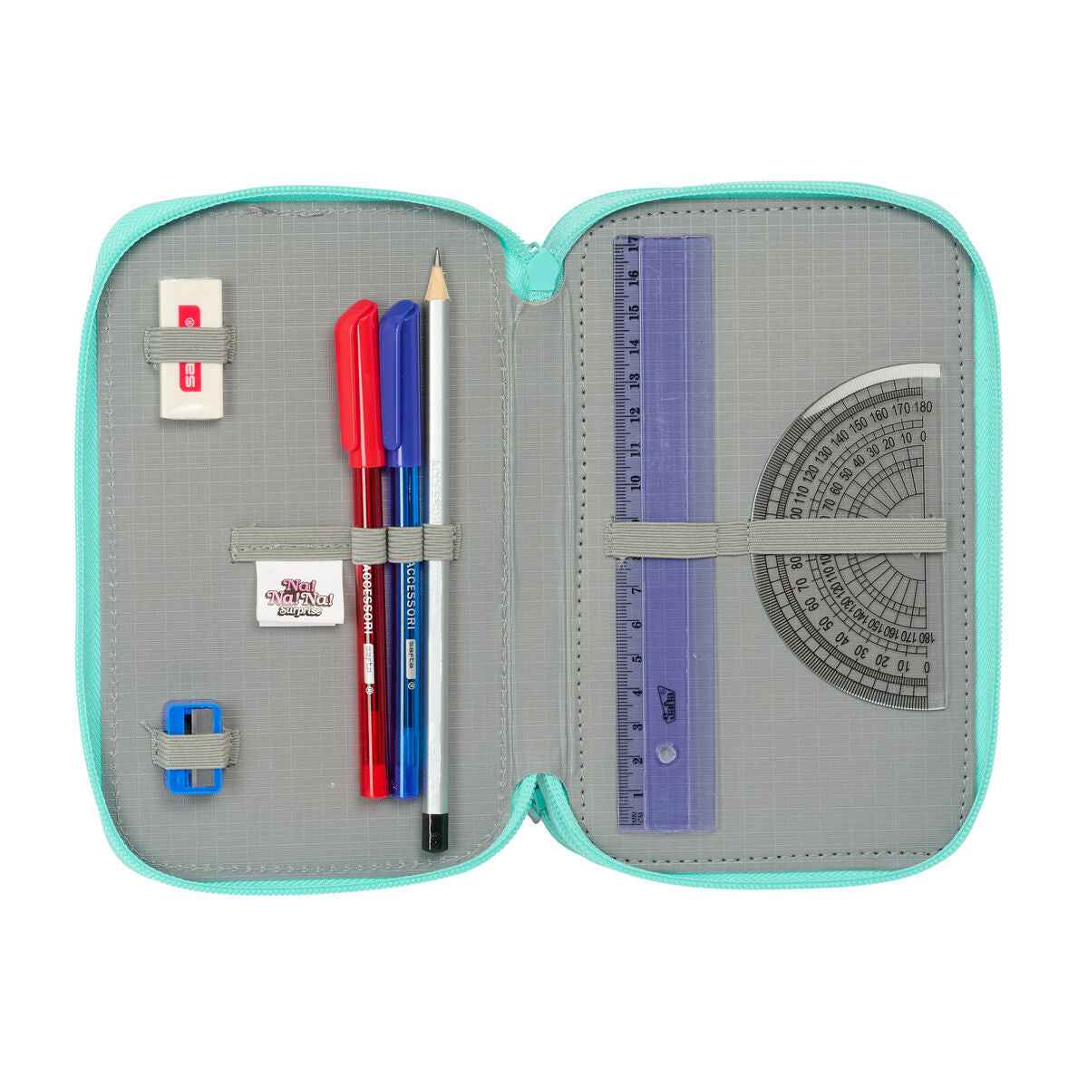 Estojo Triplo Na!Na!Na! Surprise Bunny Cor de Rosa Turquesa 12,5 x 19,5 x 5,5 cm 37 Peças