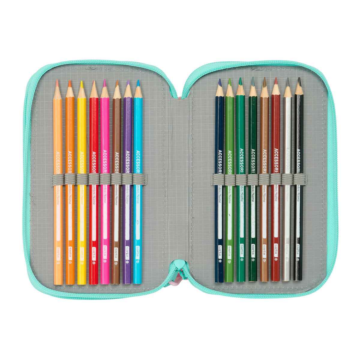 Estojo Triplo Na!Na!Na! Surprise Bunny Cor de Rosa Turquesa 12,5 x 19,5 x 5,5 cm 37 Peças