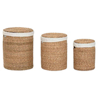 Conjunto de Cestas Home ESPRIT Branco Natural Zostera marina Tropical (3 Peças)