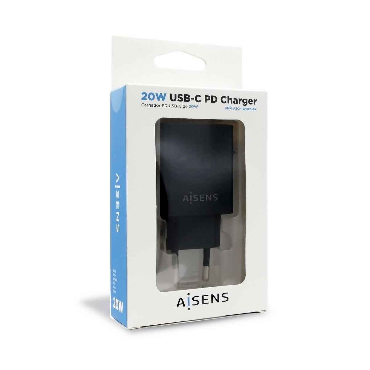 Carregador de Parede Aisens ASCH-1PD20-BK Preto 20 W USB-C