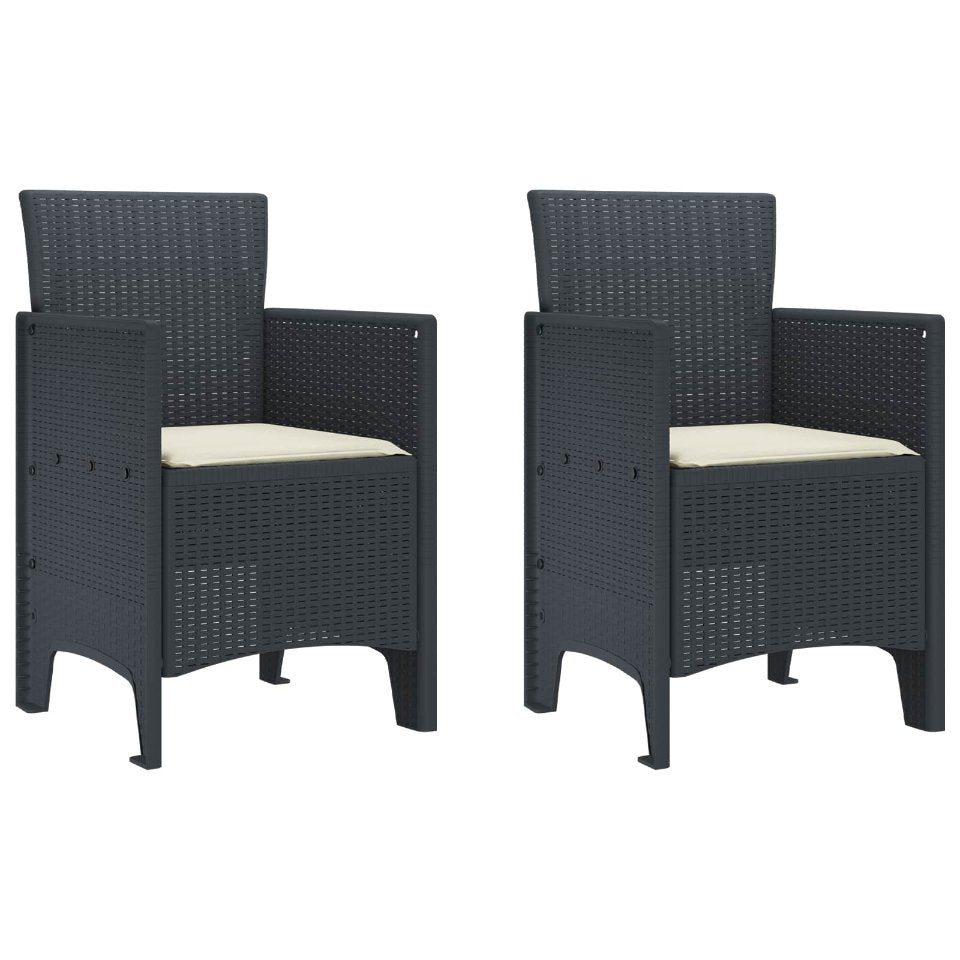 vidaXL Cadeira de Jardim 2 pcs Antracite 53 x 49 x 85 cm Polipropileno