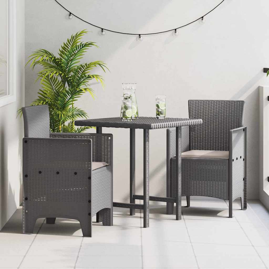 vidaXL Cadeira de Jardim 2 pcs Antracite 53 x 49 x 85 cm Polipropileno