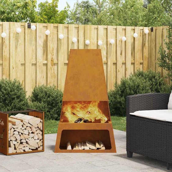 vidaXL Fire Pit Castanho 60 x 35 x 100 cm