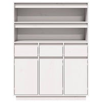 vidaXL Aparador alto 89x34x116,5 cm madeira de pinho maciça branco