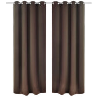 Cortinas blackout 2 pcs com ilhós de metal 135x175 cm castanho