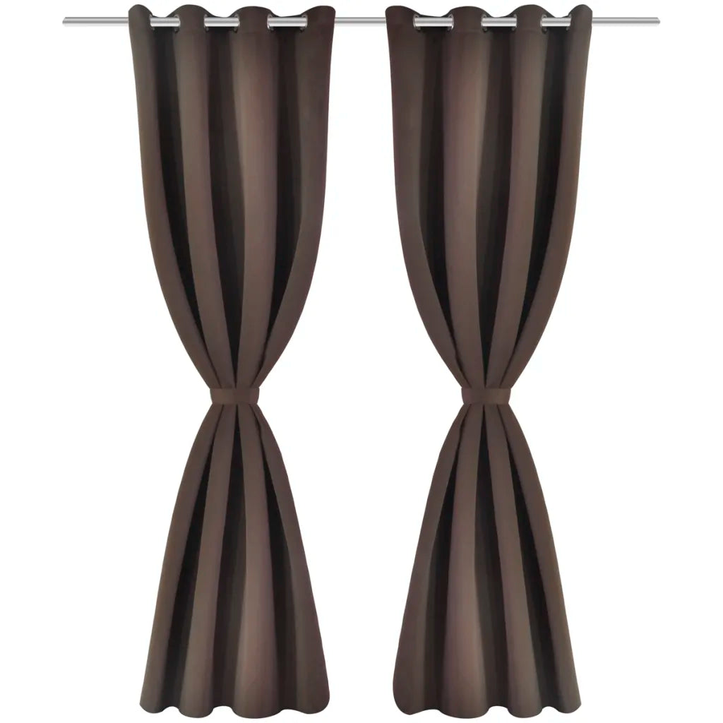 Cortinas blackout 2 pcs com ilhós de metal 135x175 cm castanho