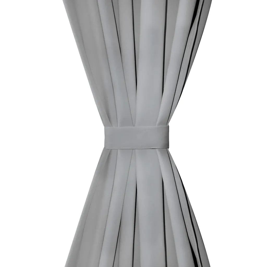 Cortinas de cetim com presilhas 2 pcs 140x175 cm cinzento
