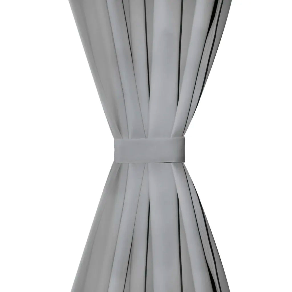 Cortinas de cetim com presilhas 2 pcs 140x225 cm cinzento