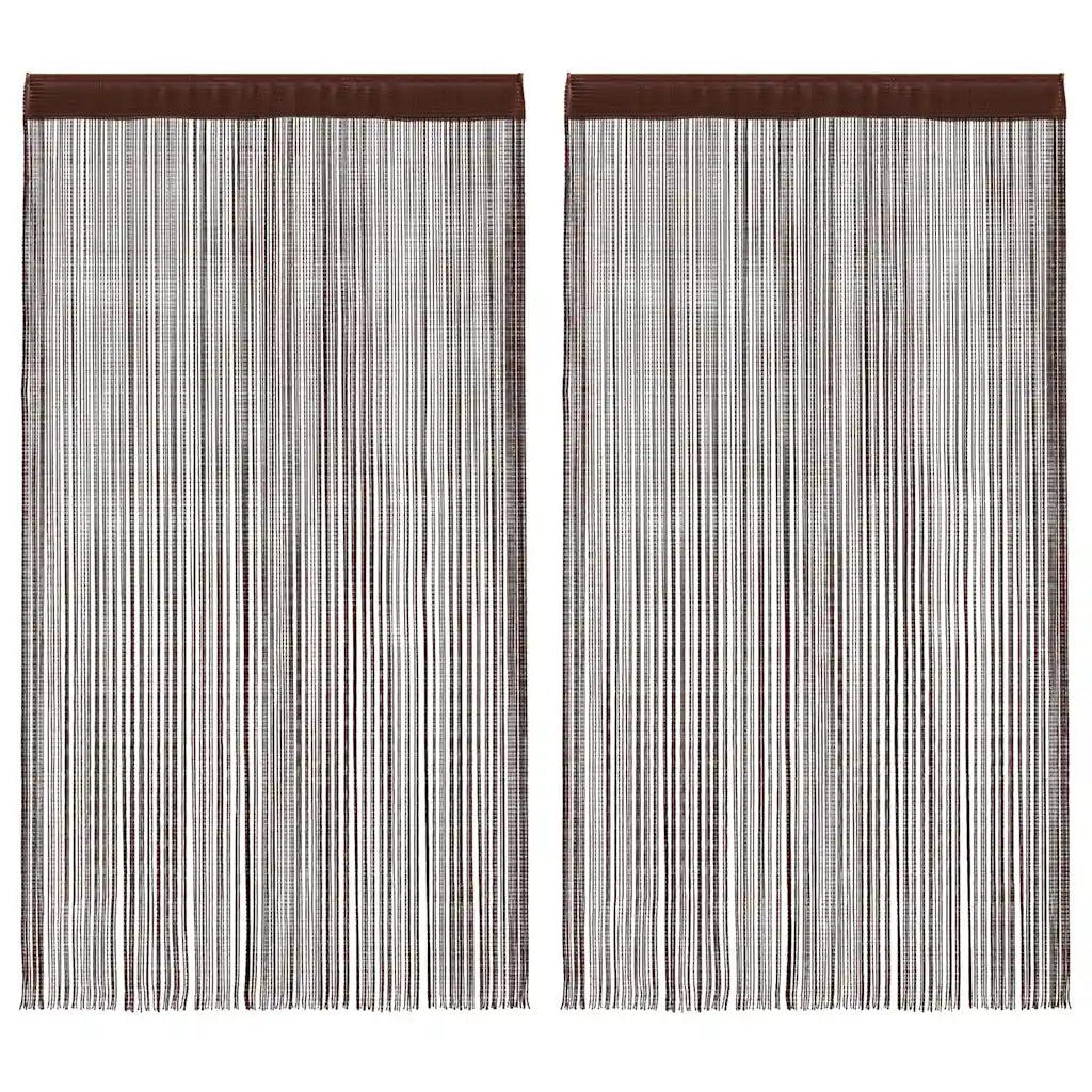 Cortinas de fios 2 pcs 100x250 cm castanho