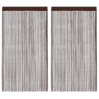 Cortinas de fios 2 pcs 100x250 cm castanho