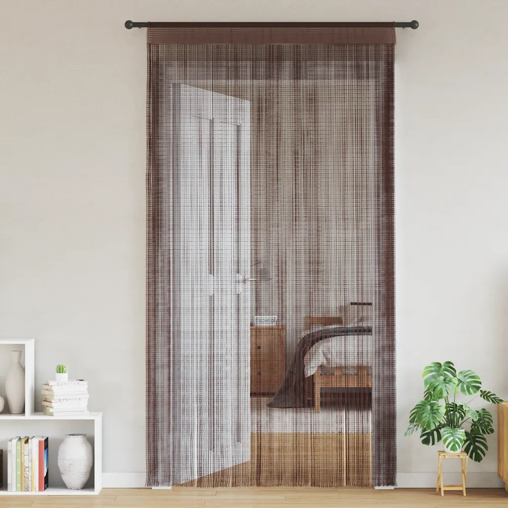 Cortinas de fios 2 pcs 100x250 cm castanho
