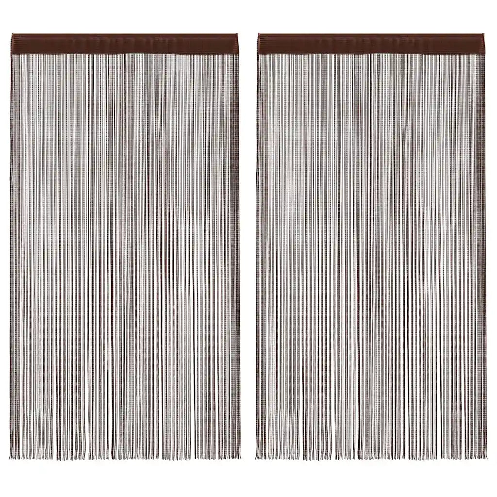 Cortinas de fios 2 pcs 140x250 cm castanho
