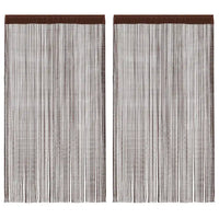Cortinas de fios 2 pcs 140x250 cm castanho