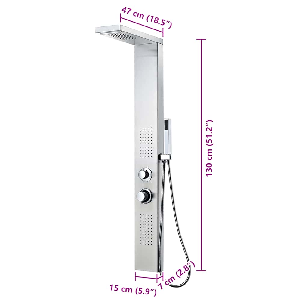 vidaXL Sistema de coluna de duche quadrado em aço inoxidável