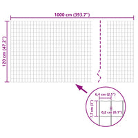 Cerca 10x1,2 m aço cinzento