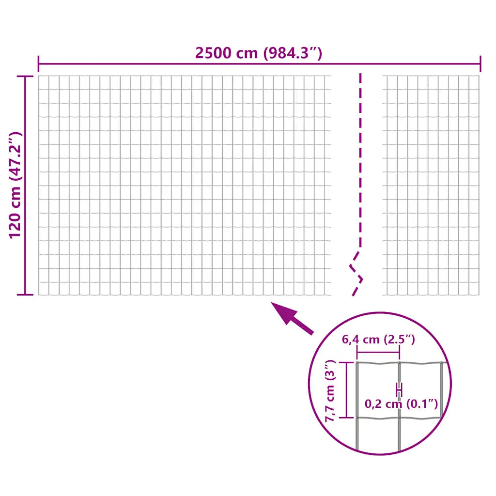 Cerca 25x1,2 m aço cinzento