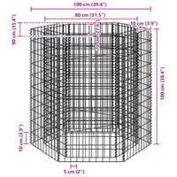 Canteiro elevado/cesto gabião hexagonal 100x90x100 cm