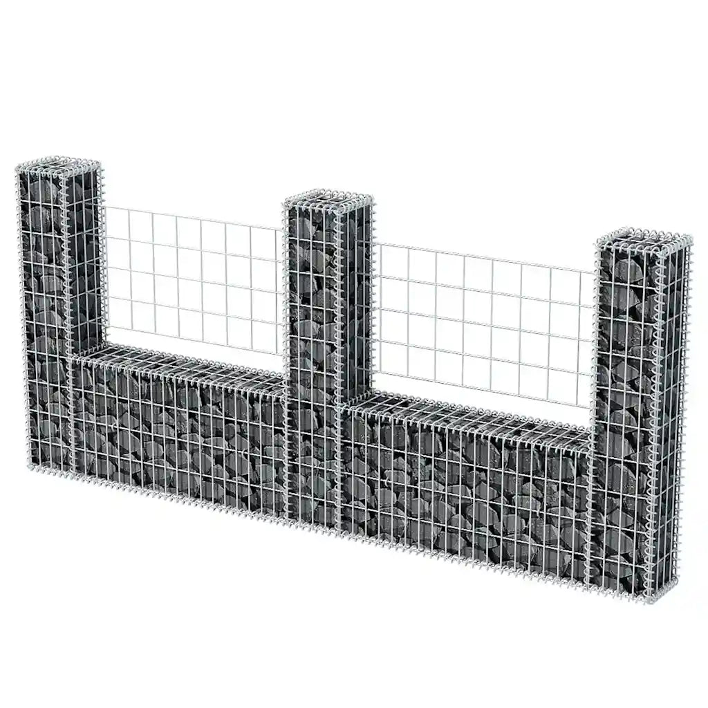 Cesto gabião em forma de U aço galvanizado 240x20x100 cm