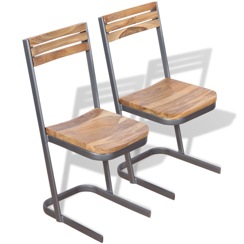 vidaXL Cadeiras de jantar 2 pcs madeira teca maciça