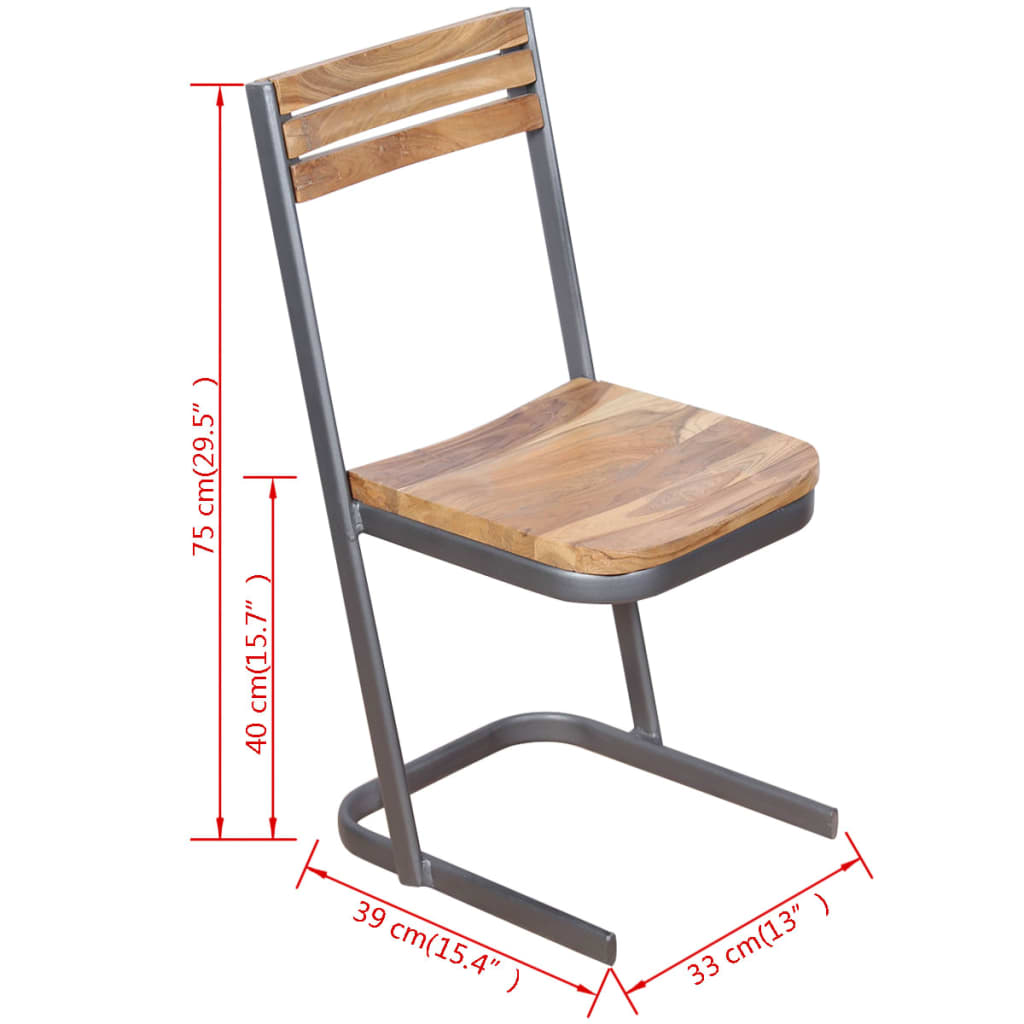vidaXL Cadeiras de jantar 2 pcs madeira teca maciça
