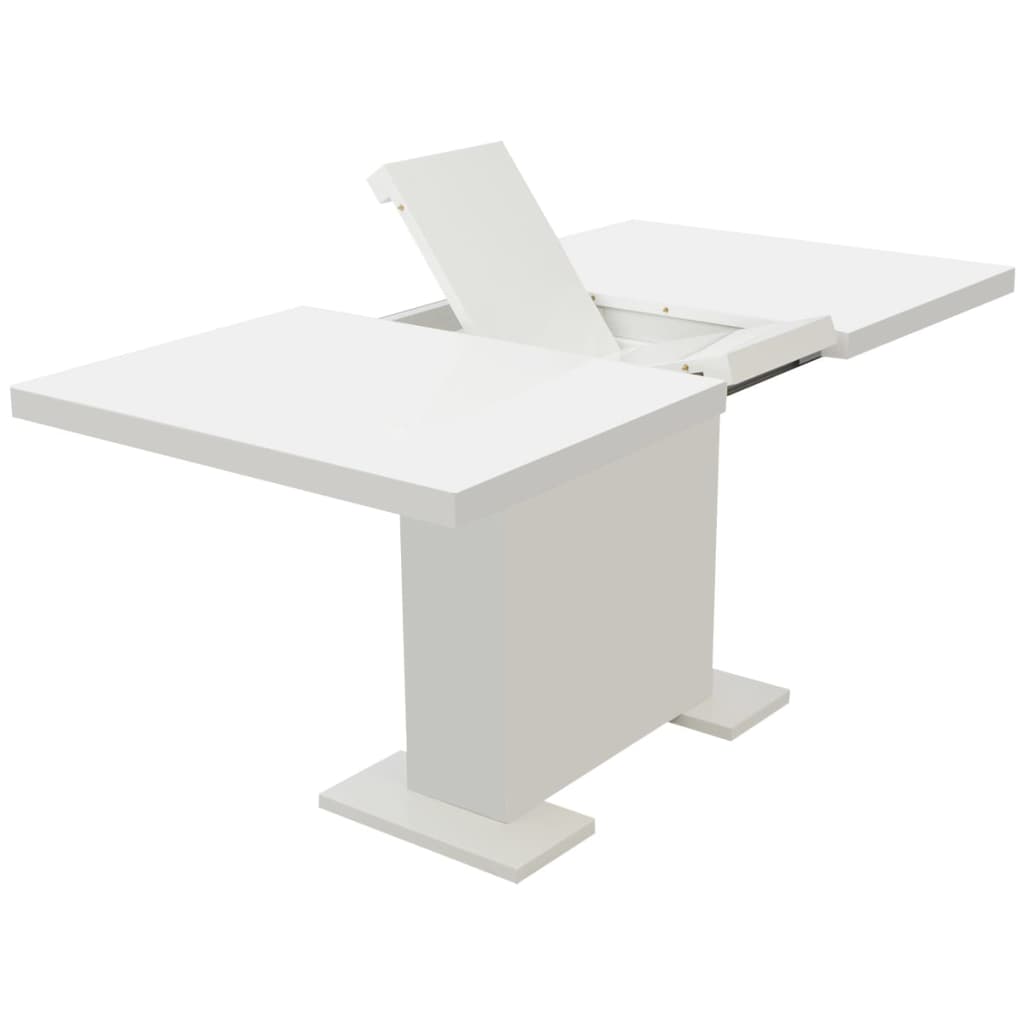 vidaXL Mesa de jantar extensível, branco brilhante