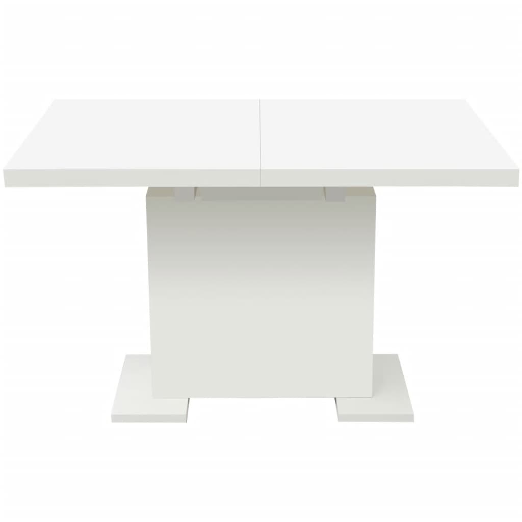 vidaXL Mesa de jantar extensível, branco brilhante