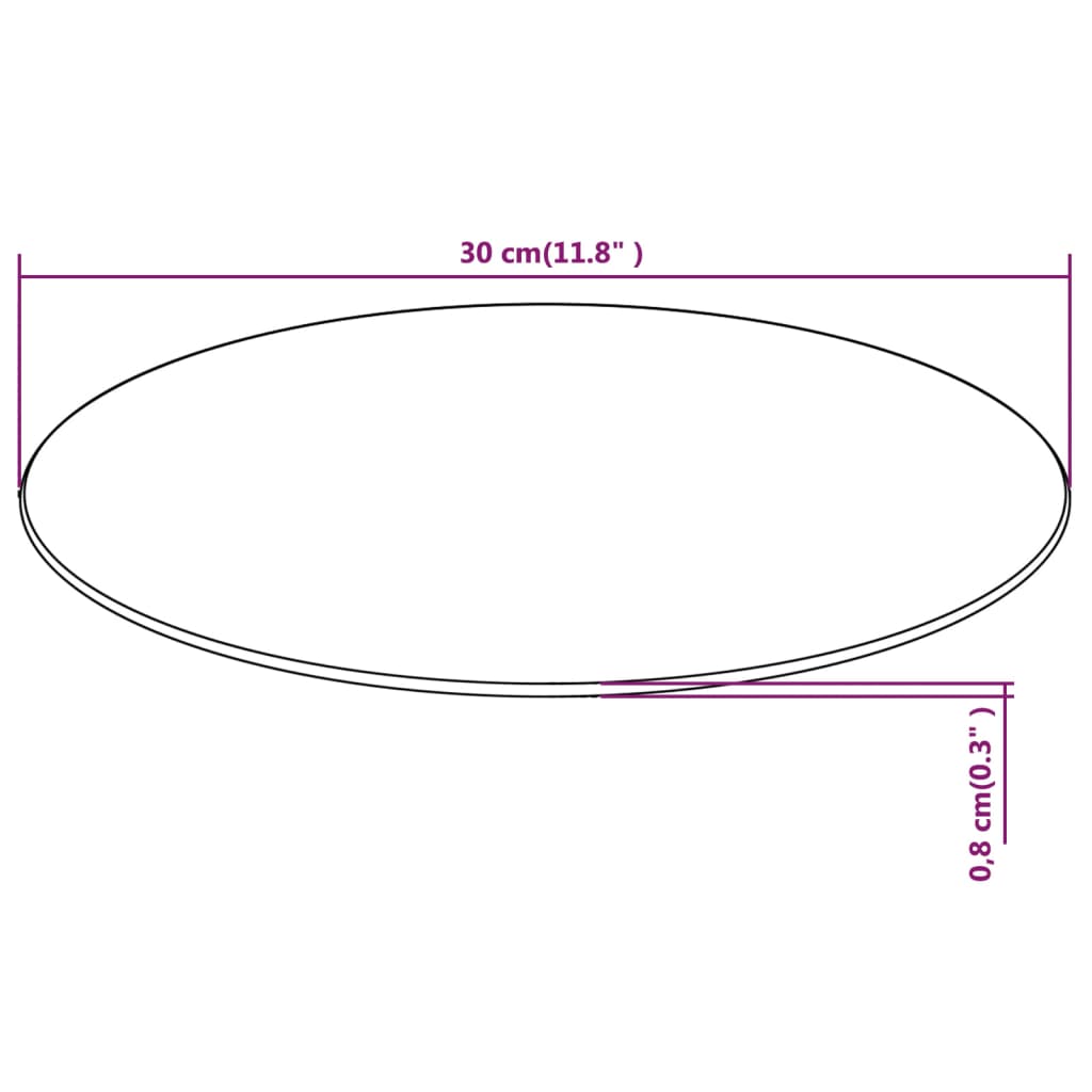 vidaXL Tampo de mesa em vidro temperado, redondo, 300 mm